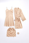 Zivame Luxe Satin 4 Pc Sleep Set - Sun Kiss — thumbnail 2